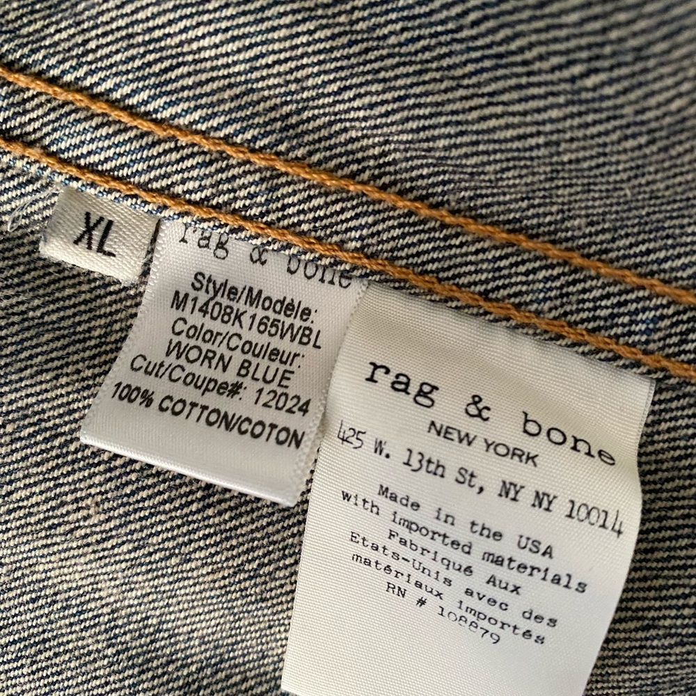 rag & bone Men's Denim Trucker Jacket in Dark Blue - Picture 12 of 12